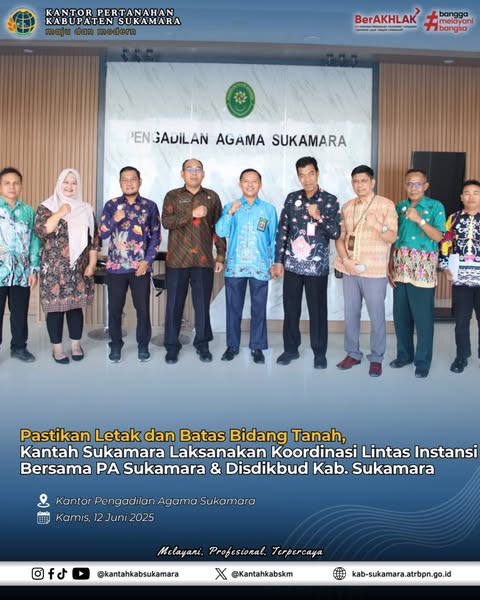 Pastikan Letak dan Batas Bidang Tanah, Kantah Sukamara Laksanakan Koordinasi Lintas Instansi Bersama PA Sukamara & Disdikbud Kab.&nbsp;Sukamara