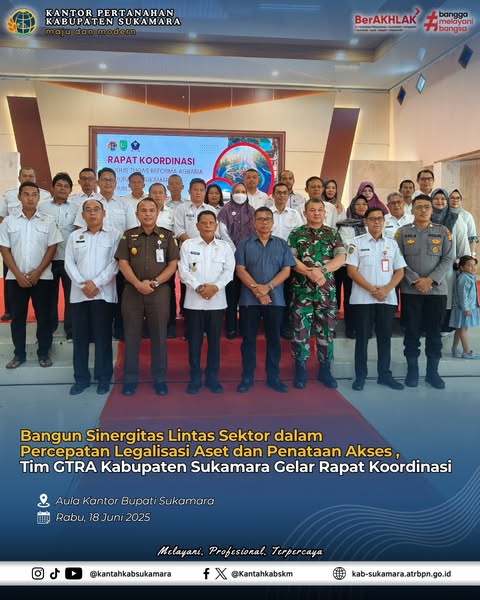 Bangun Sinergitas Lintas Sektor dalam Percepatan Legalisasi Aset dan Penataan Akses, Tim GTRA Kabupaten Sukamara Gelar Rapat&nbsp;Koordinasi