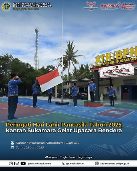 Peringati Hari Lahir Pancasila Tahun 2025, Kantah Sukamara Gelar Upacara&nbsp;Bendera
