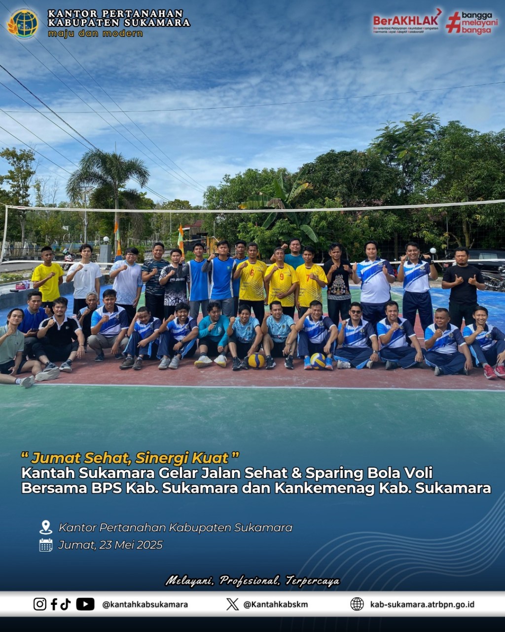 Kantah Sukamara Gelar Jalan Sehat & Sparing Bola Voli Bersama BPS Kab. Sukamara dan KanKemenag Kab.&nbsp;Sukamara