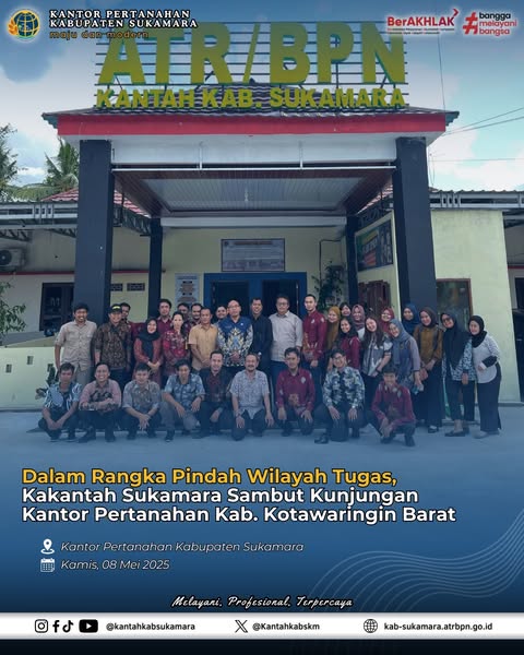 Dalam Rangka Pindah Wilayah Tugas, Kakantah Sukamara Sambut Kunjungan Kantah&nbsp;Kobar