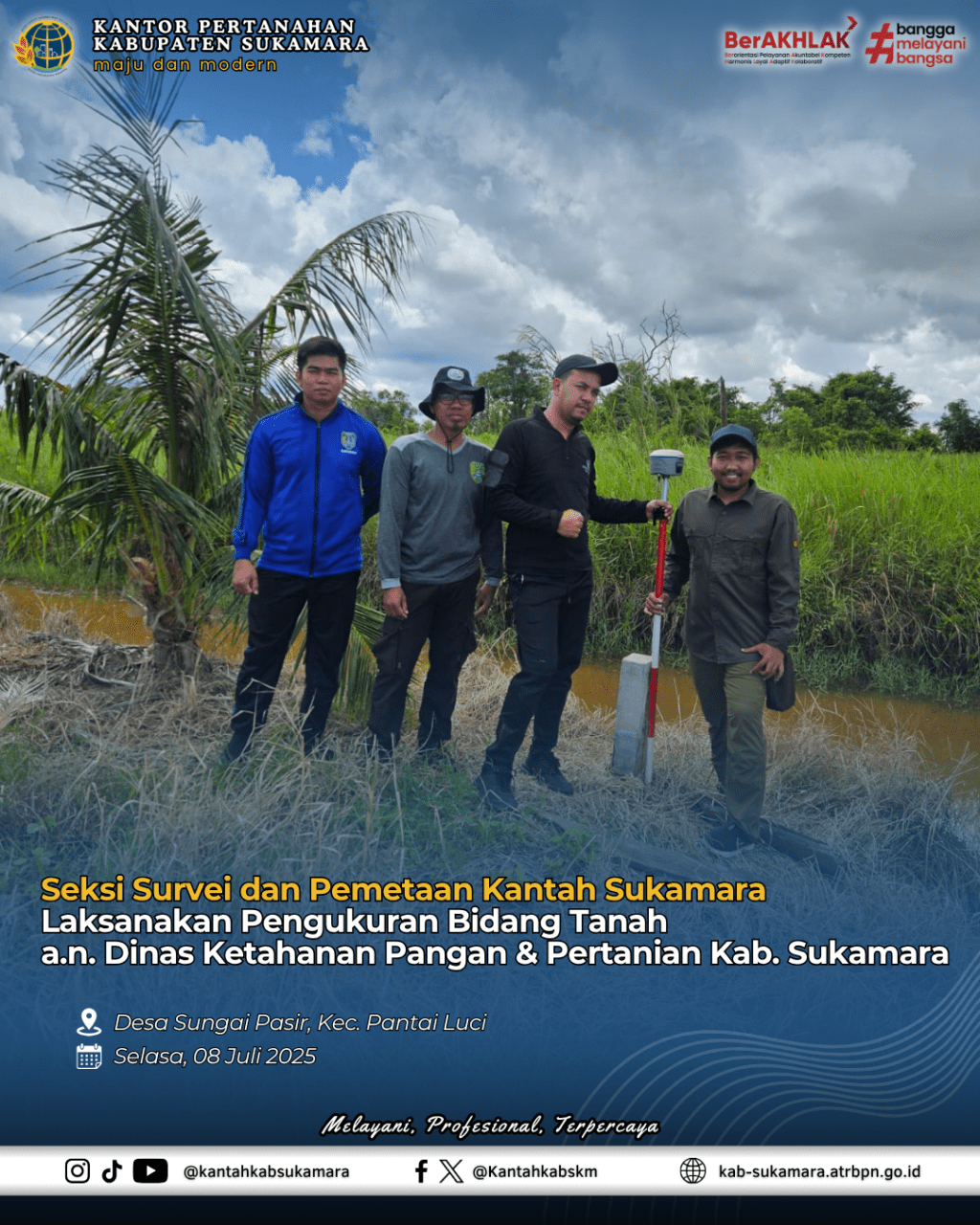 Seksi Survei dan Pemetaan Kantah Sukamara Laksanakan Pengukuran Bidang Tanah a.n. Dinas Ketahanan Pangan & Pertanian Kab.&nbsp;Sukamara