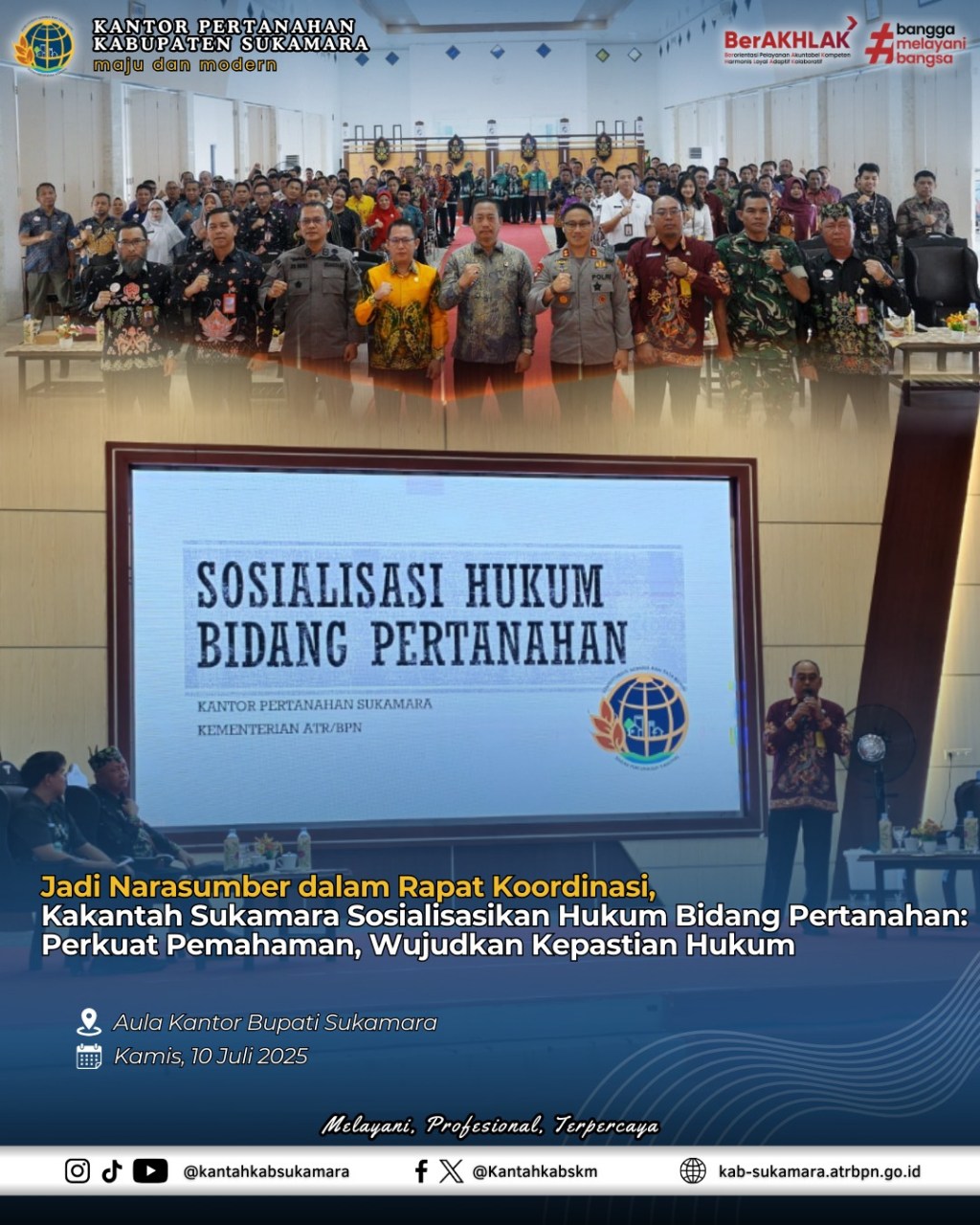 Jadi Narasumber dalam Rapat Koordinasi, Kakantah Sukamara Sosialisasikan Hukum Bidang Pertanahan: Perkuat Pemahaman, Wujudkan Kepastian&nbsp;Hukum