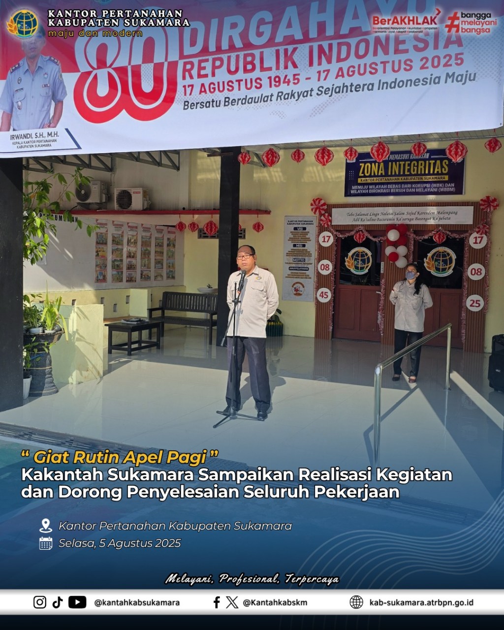 Kakantah Sukamara Sampaikan Realisasi Kegiatan dan Dorong Penyelesaian Seluruh Pekerjaan dalam Semangat Apel&nbsp;Pagi