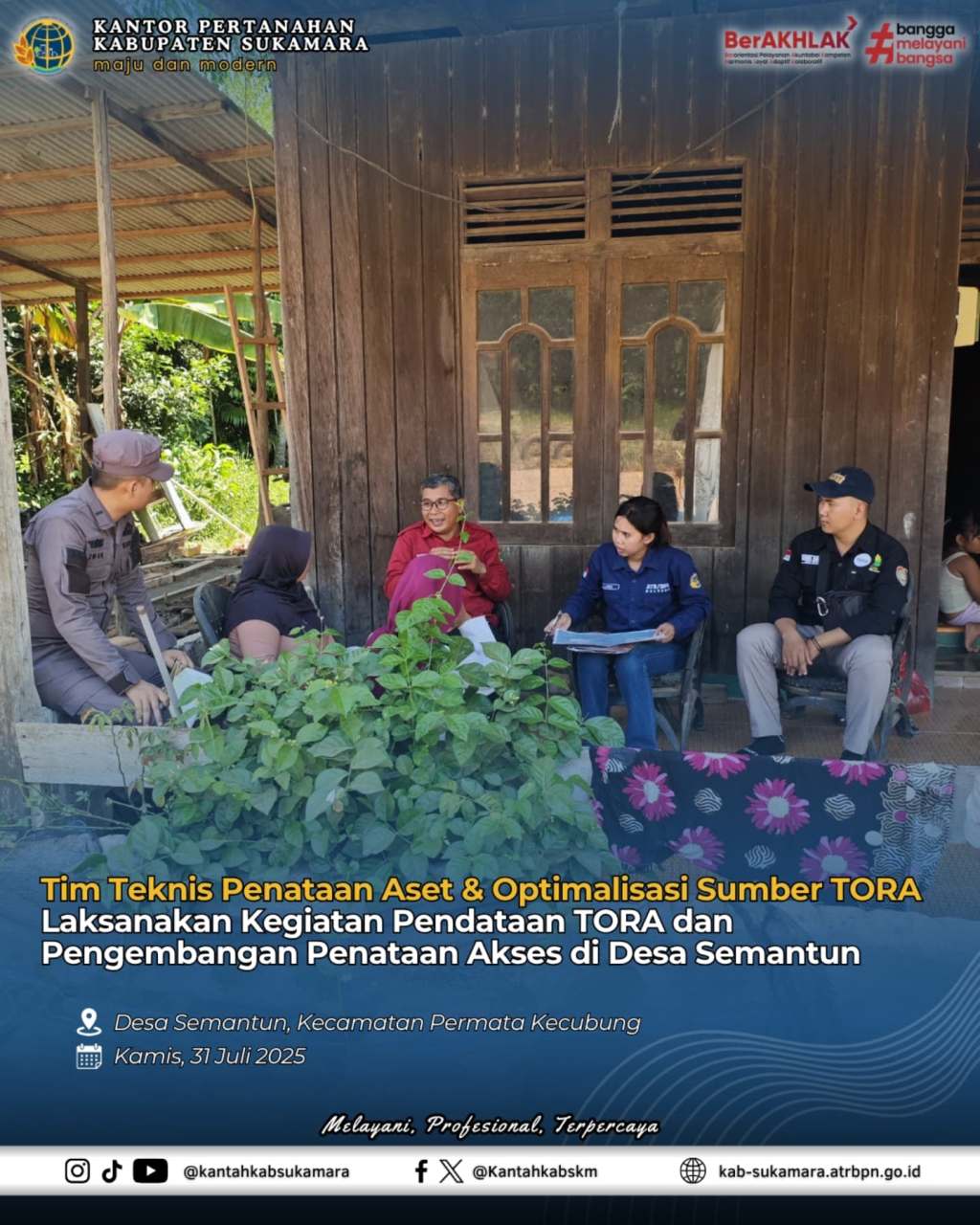 Tim Teknis Penataan Aset & Optimalisasi Sumber TORA Laksanakan Kegiatan Pendataan TORA dan Pengembangan Penataan Akses di Desa&nbsp;Semantun
