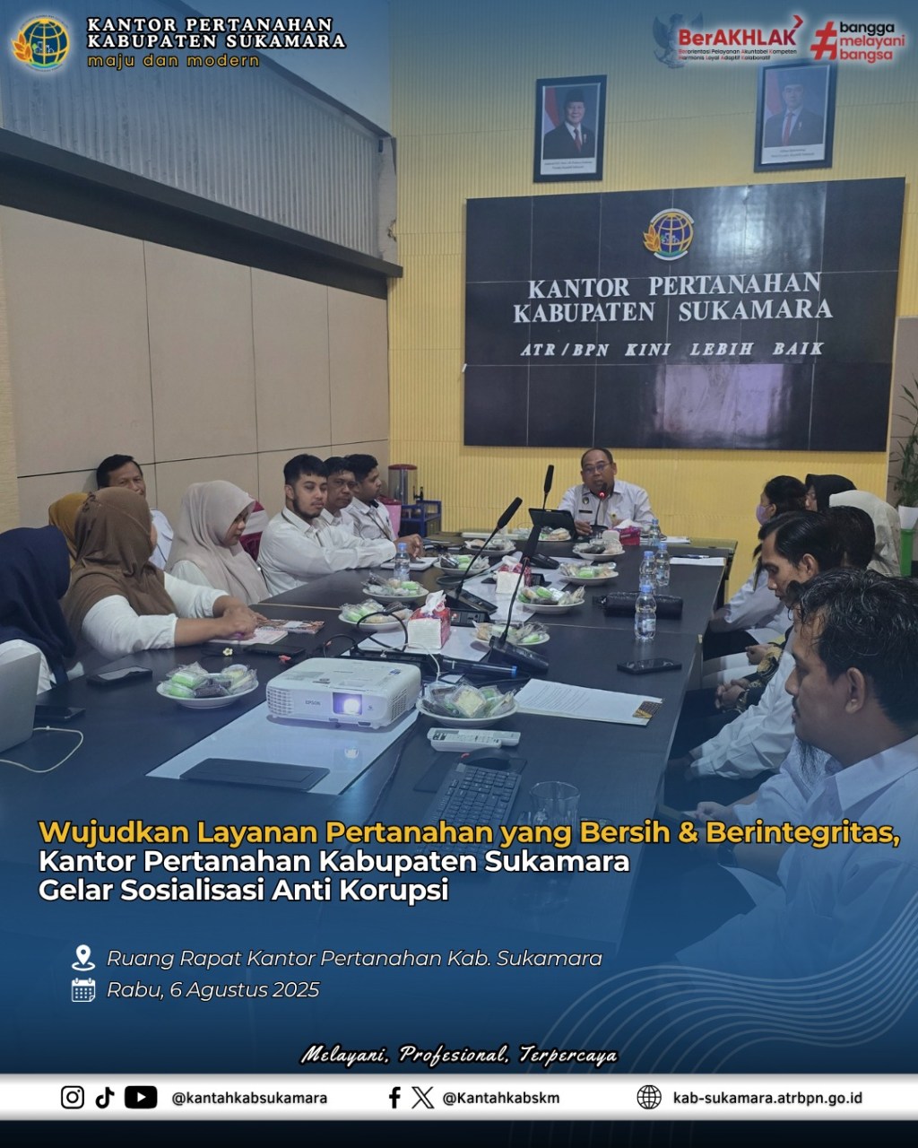 Wujudkan Layanan Pertanahan yang Bersih & Berintegritas, Kantor Pertanahan Kabupaten Sukamara Gelar Sosialisasi Anti&nbsp;Korupsi