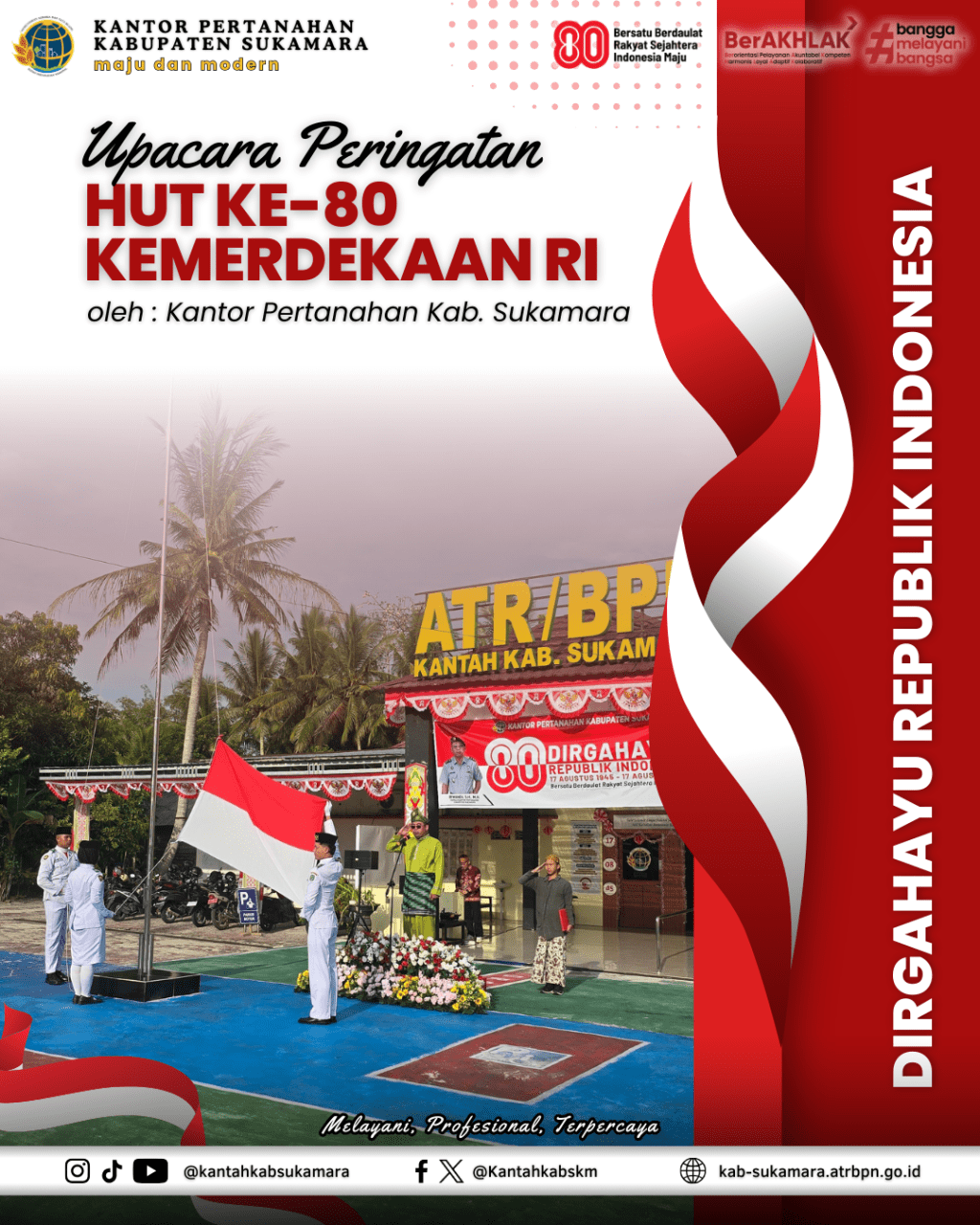 Kantah Sukamara Gelar Upacara Peringatan HUT ke-80 Kemerdekaan Republik&nbsp;Indonesia