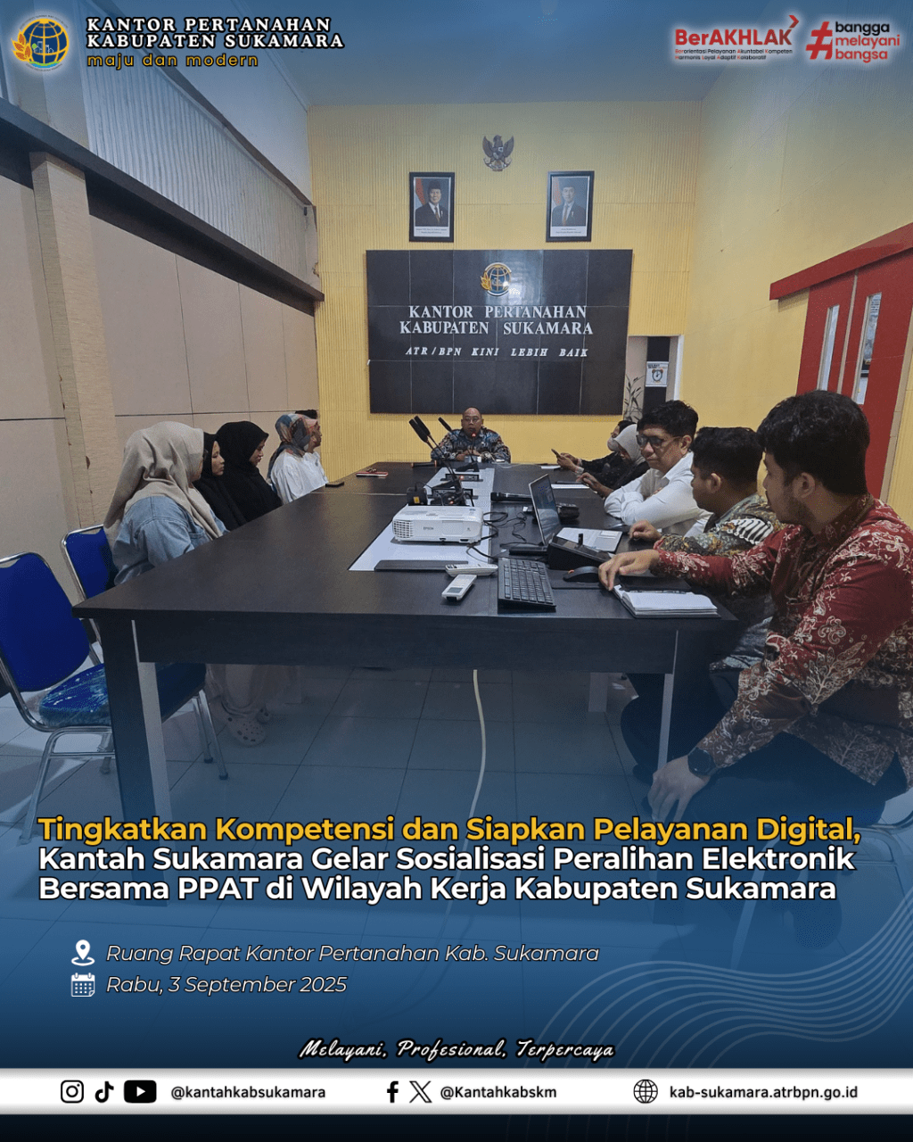 Tingkatkan Kompetensi dan Siapkan Pelayanan Digital, Kantah Sukamara Gelar Sosialisasi Peralihan Elektronik Bersama PPAT di Wilayah Kerja Kab.&nbsp;Sukamara