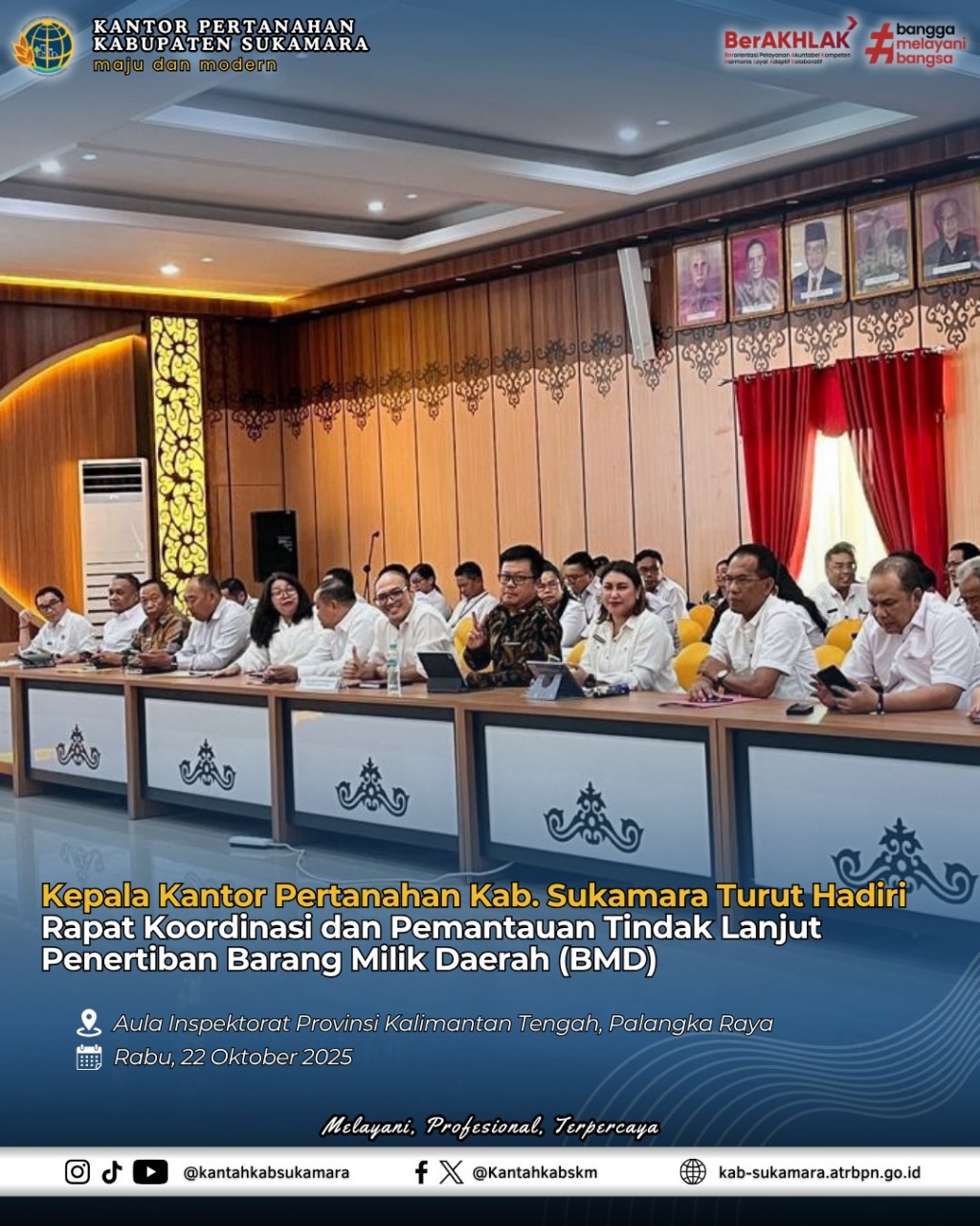 Kepala Kantor Pertanahan Kab. Sukamara Turut Hadiri Rapat Koordinasi dan Pemantauan Tindak Lanjut Penertiban Barang Milik Daerah&nbsp;(BMD)