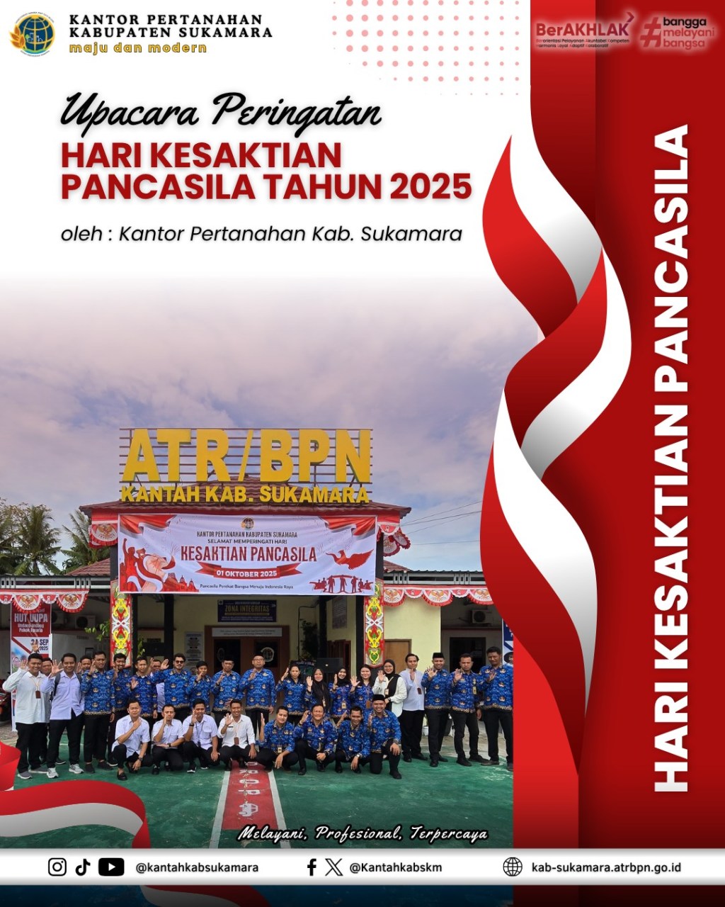 Kantor Pertanahan Kabupaten Sukamara telah menggelar Upacara Peringatan Hari Kesaktian Pancasila Tahun&nbsp;2025