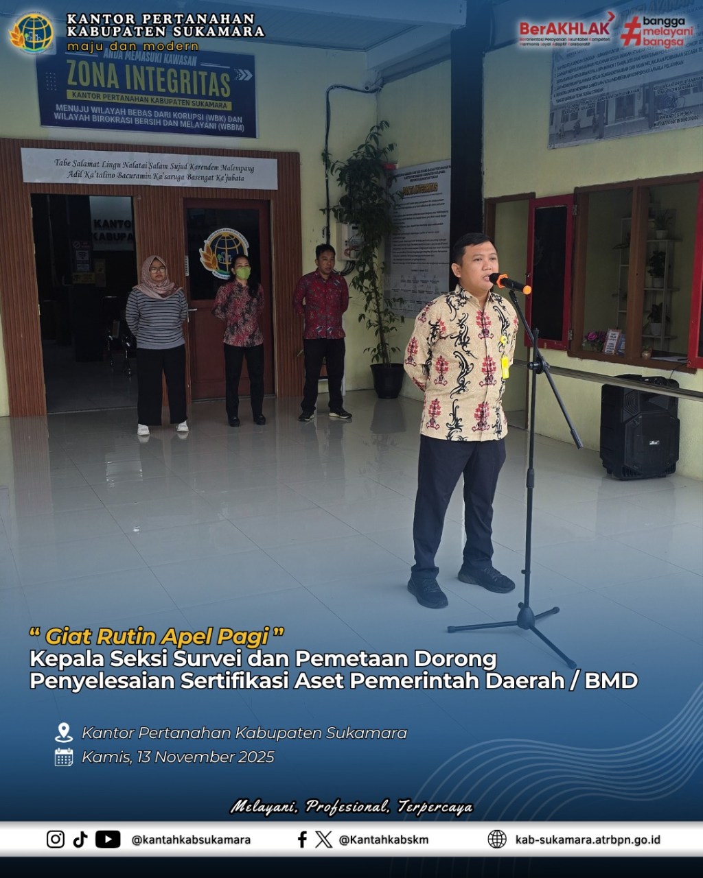 Giat Rutin Apel Pagi – Kepala Seksi Survei dan Pemetaan Dorong Penyelesaian Sertifikasi Aset Pemerintah Daerah /&nbsp;BMD