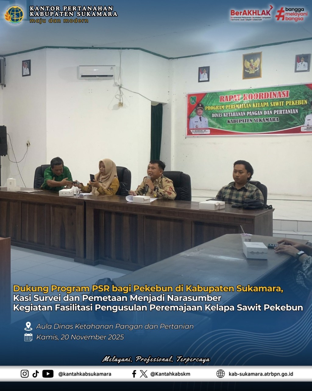 Dukung Program PSR bagi Pekebun di Kabupaten Sukamara, Kasi Survei dan Pemetaan Menjadi Narasumber Kegiatan Fasilitasi Pengusulan Peremajaan Kelapa Sawit&nbsp;Pekebun