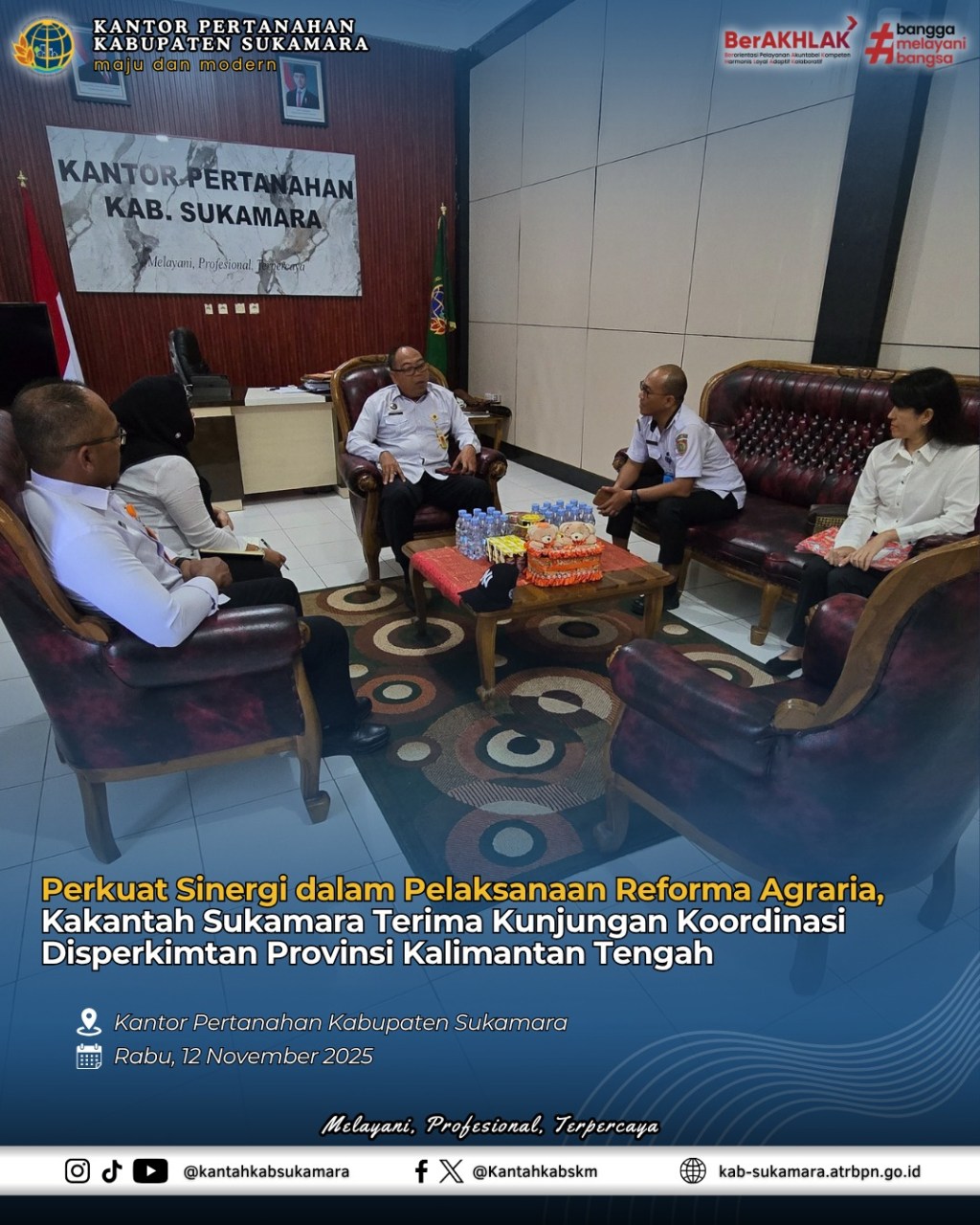 Perkuat Sinergi dalam Pelaksanaan Reforma Agraria, Kakantah Sukamara Terima Kunjungan Koordinasi Disperkimtan Provinsi Kalimantan&nbsp;Tengah