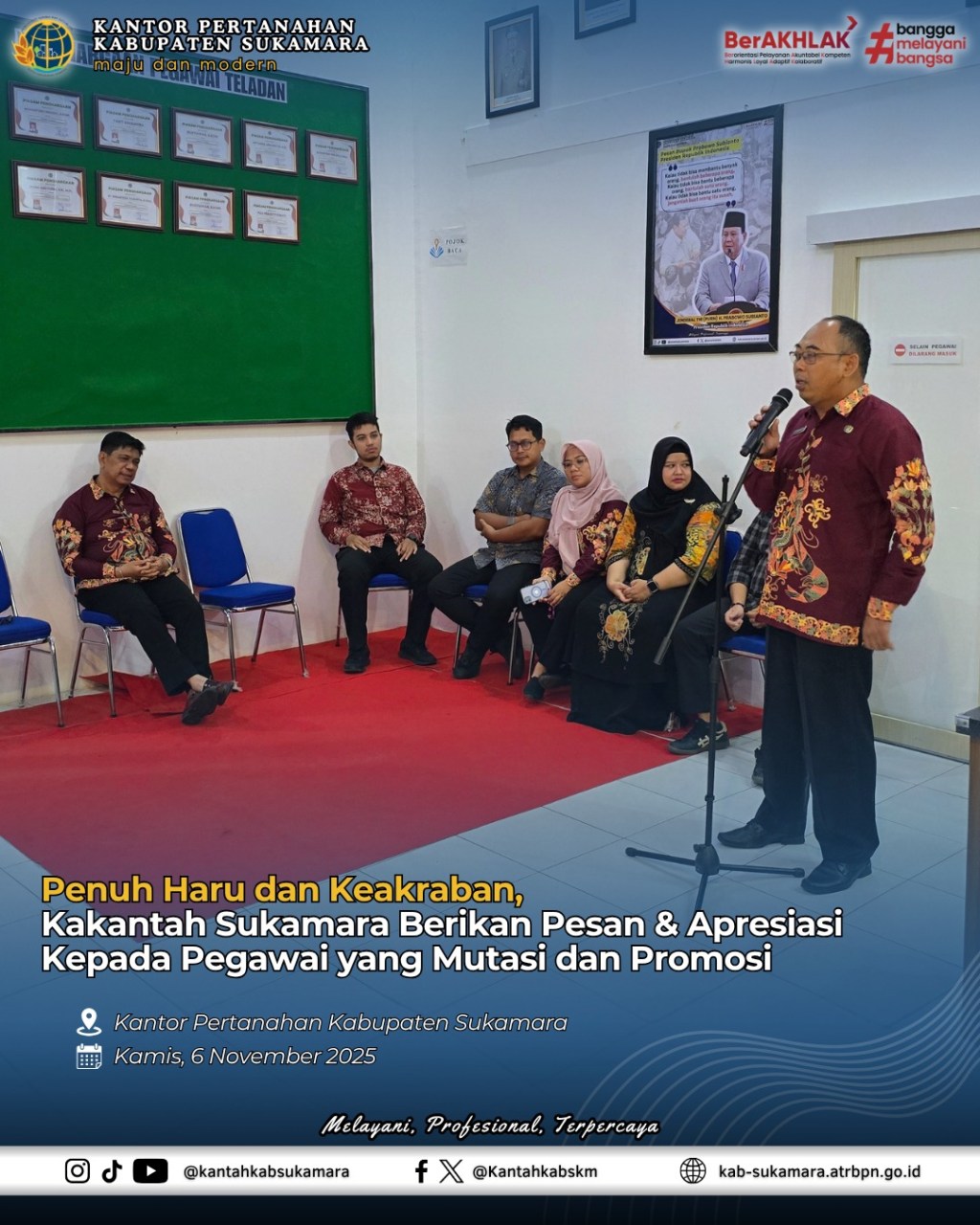 Penuh Haru dan Keakraban, Kakantah Sukamara Berikan Pesan & Apresiasi Kepada Pegawai yang Mutasi dan&nbsp;Promosi