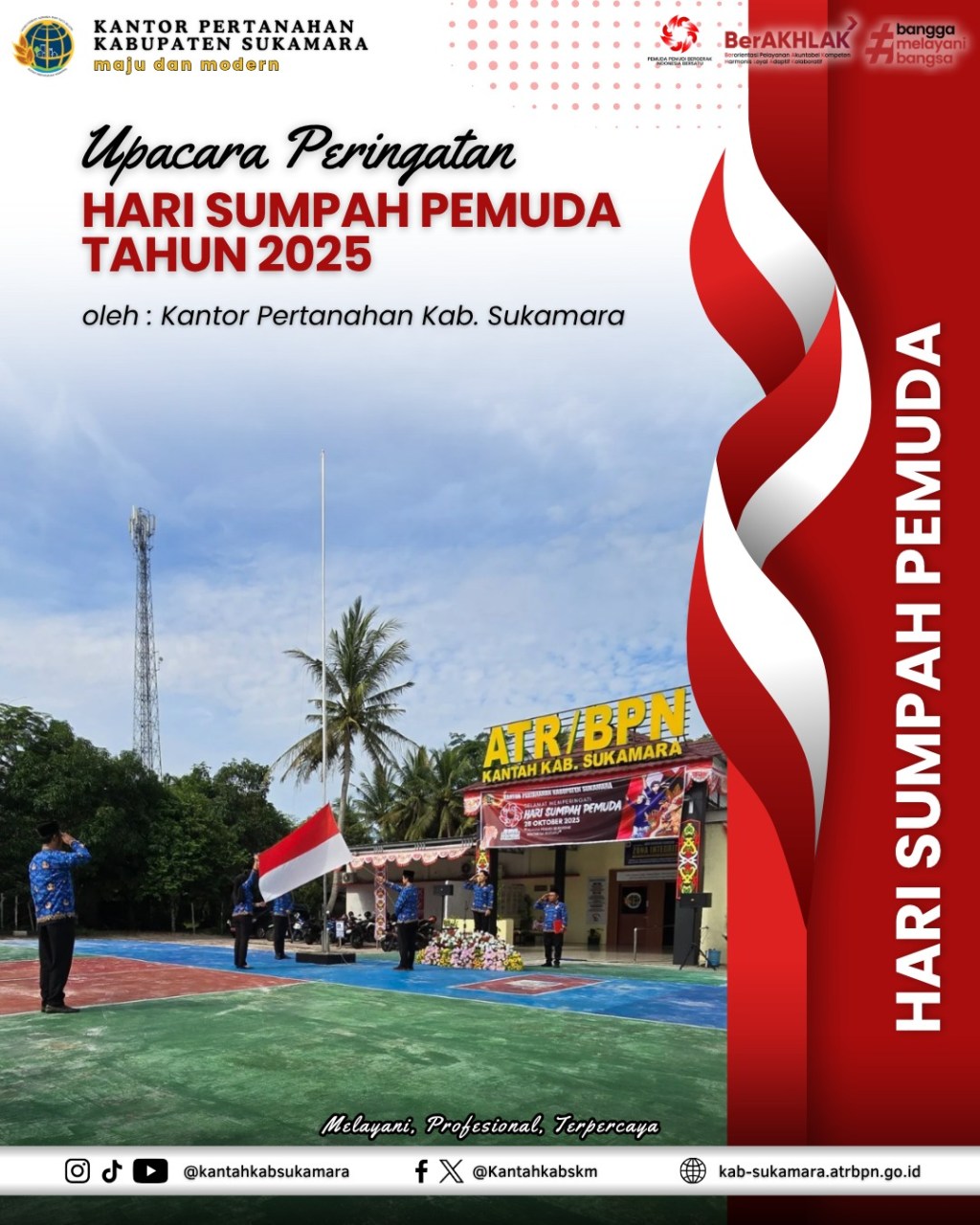 Kantor Pertanahan Kabupaten Sukamara Gelar Upacara Peringatan Hari Sumpah Pemuda&nbsp;ke-97