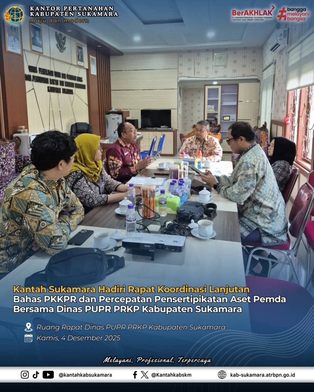 Kantah Sukamara Hadiri Rapat Koordinasi Lanjutan Bahas PKKPR dan Percepatan Pensertipikatan Aset Pemda Bersama Dinas PUPR PRKP Kabupaten&nbsp;Sukamara