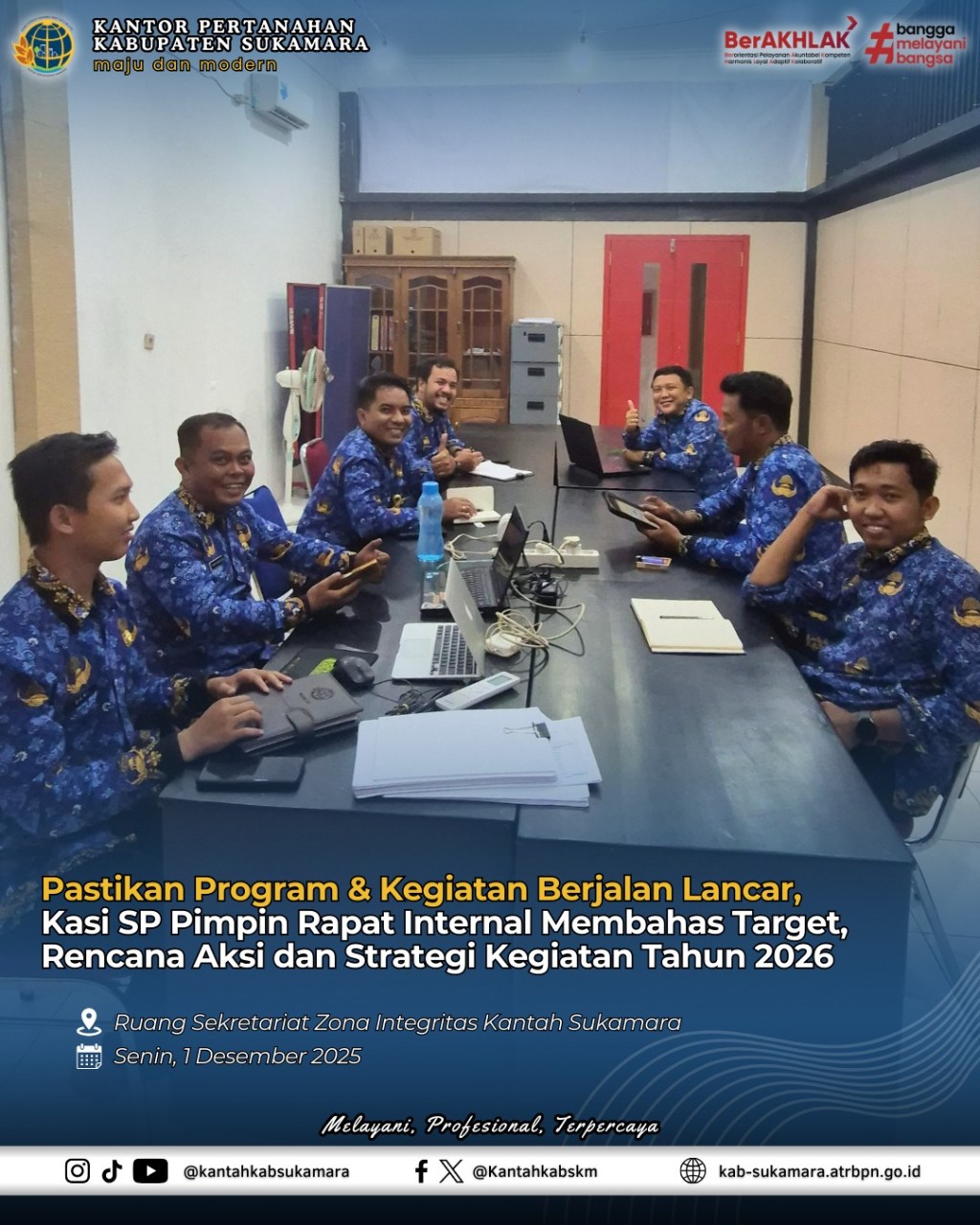 Pastikan Program & Kegiatan Berjalan Lancar, Kasi SP Kantah Sukamara Pimpin Rapat Internal Membahas Target, Rencana Aksi dan Strategi Kegiatan Tahun&nbsp;2026