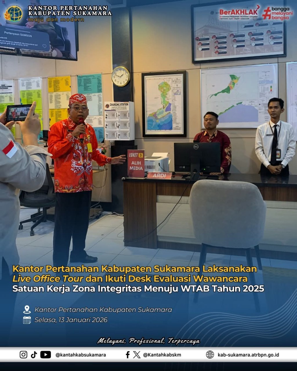 Kantor Pertanahan Kabupaten Sukamara Laksanakan Live Office Tour dan Ikuti Desk Evaluasi Wawancara Satuan Kerja Zona Integritas Menuju WTAB Tahun 2025