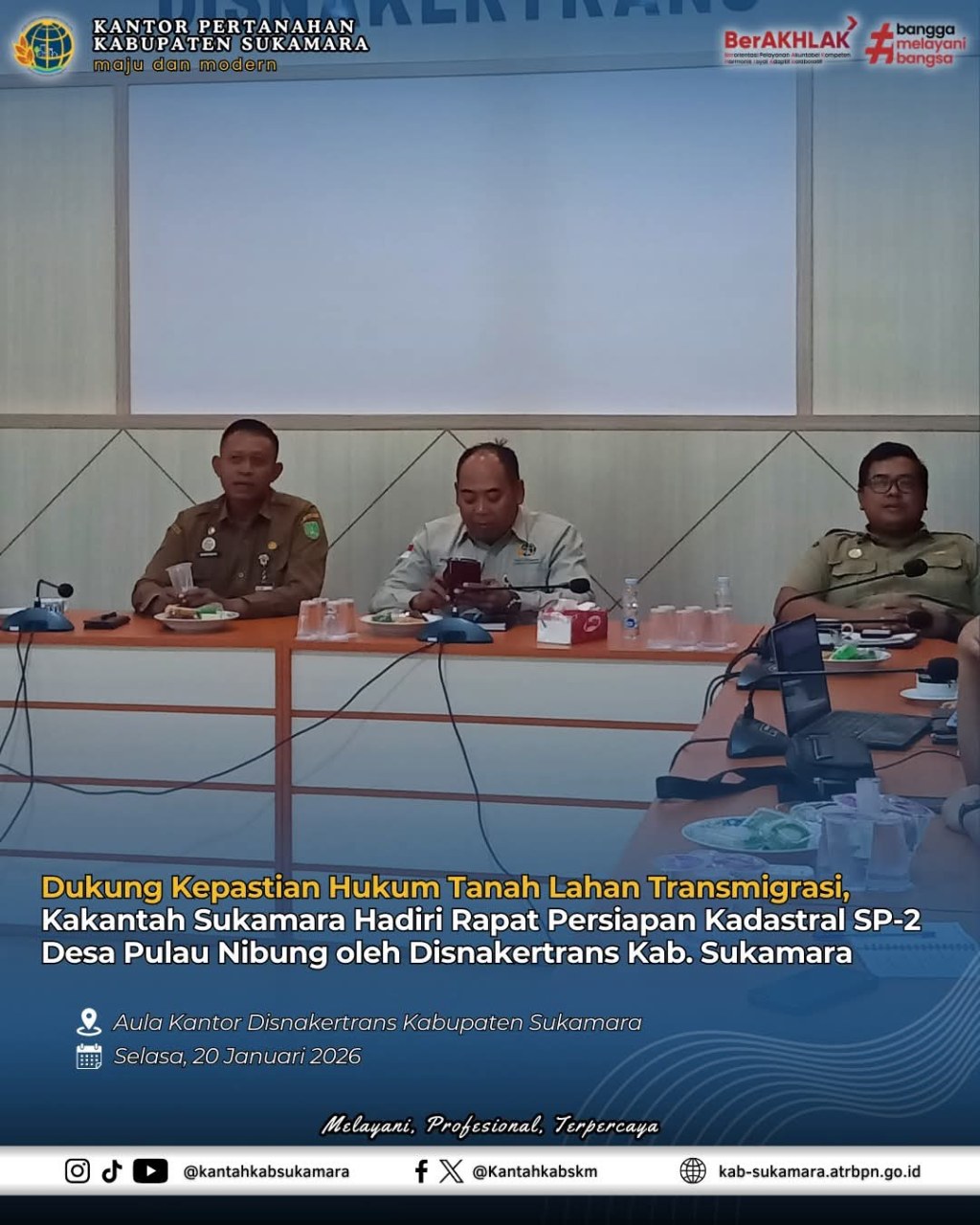 Dukung Kepastian Hukum Tanah Lahan Transmigrasi, Kakantah Sukamara Hadiri Rapat Persiapan Kadastral SP-2 Desa Pulau Nibung oleh Disnakertrans Kabupaten&nbsp;Sukamara