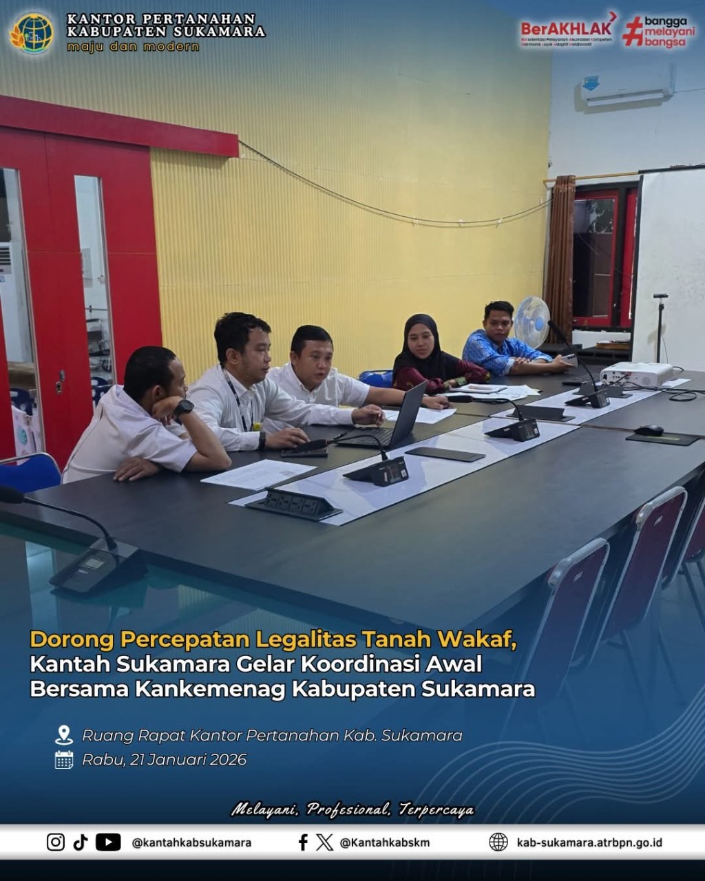 Dorong Percepatan Legalitas Tanah Wakaf, Kantah Sukamara Gelar Koordinasi Awal Bersama Kankemenag Kabupaten Sukamara