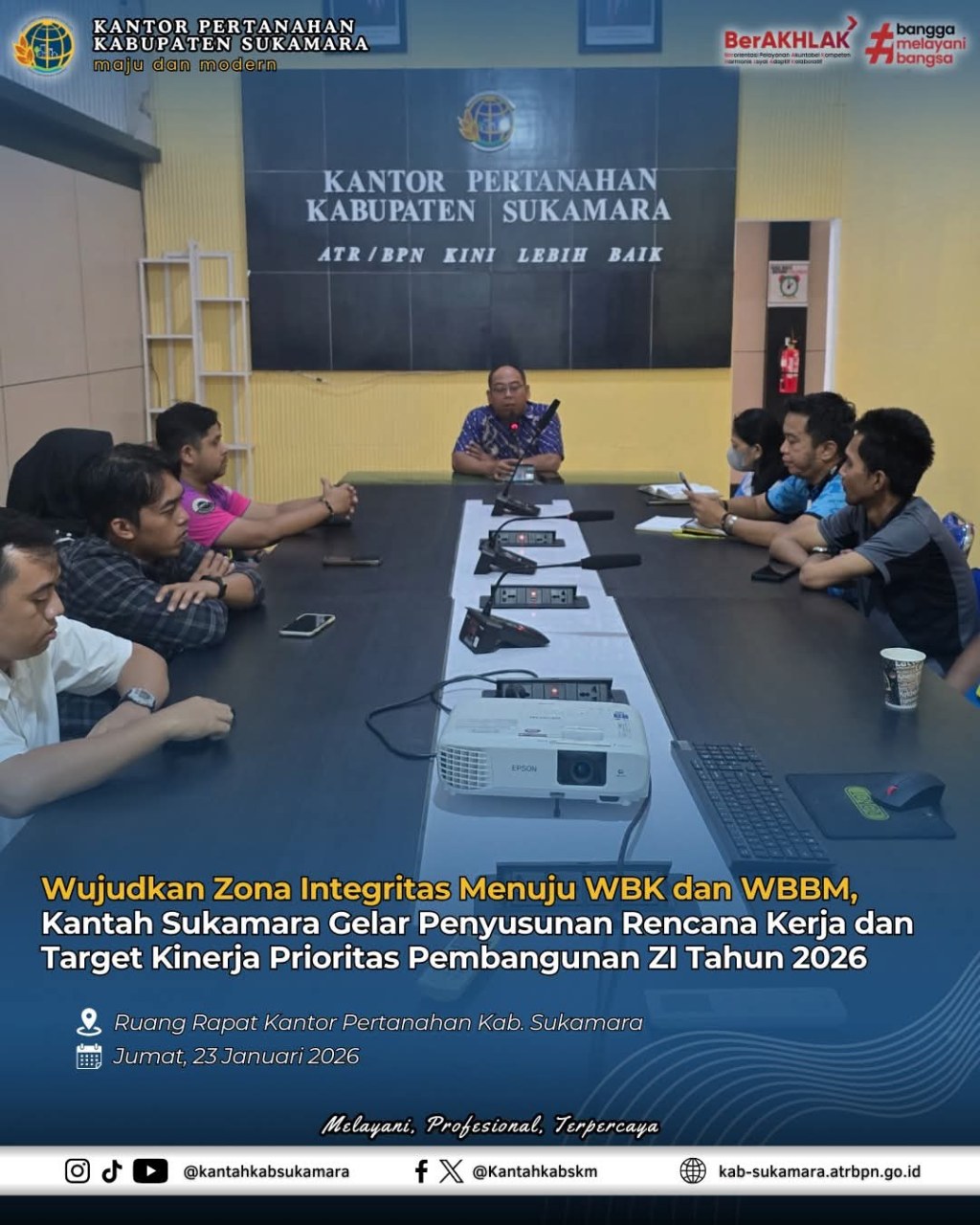 Wujudkan Zona Integritas Menuju WBK dan WBBM, Kantah Sukamara Gelar Penyusunan Rencana Kerja dan Target Kinerja Prioritas Pembangunan ZI Tahun 2026