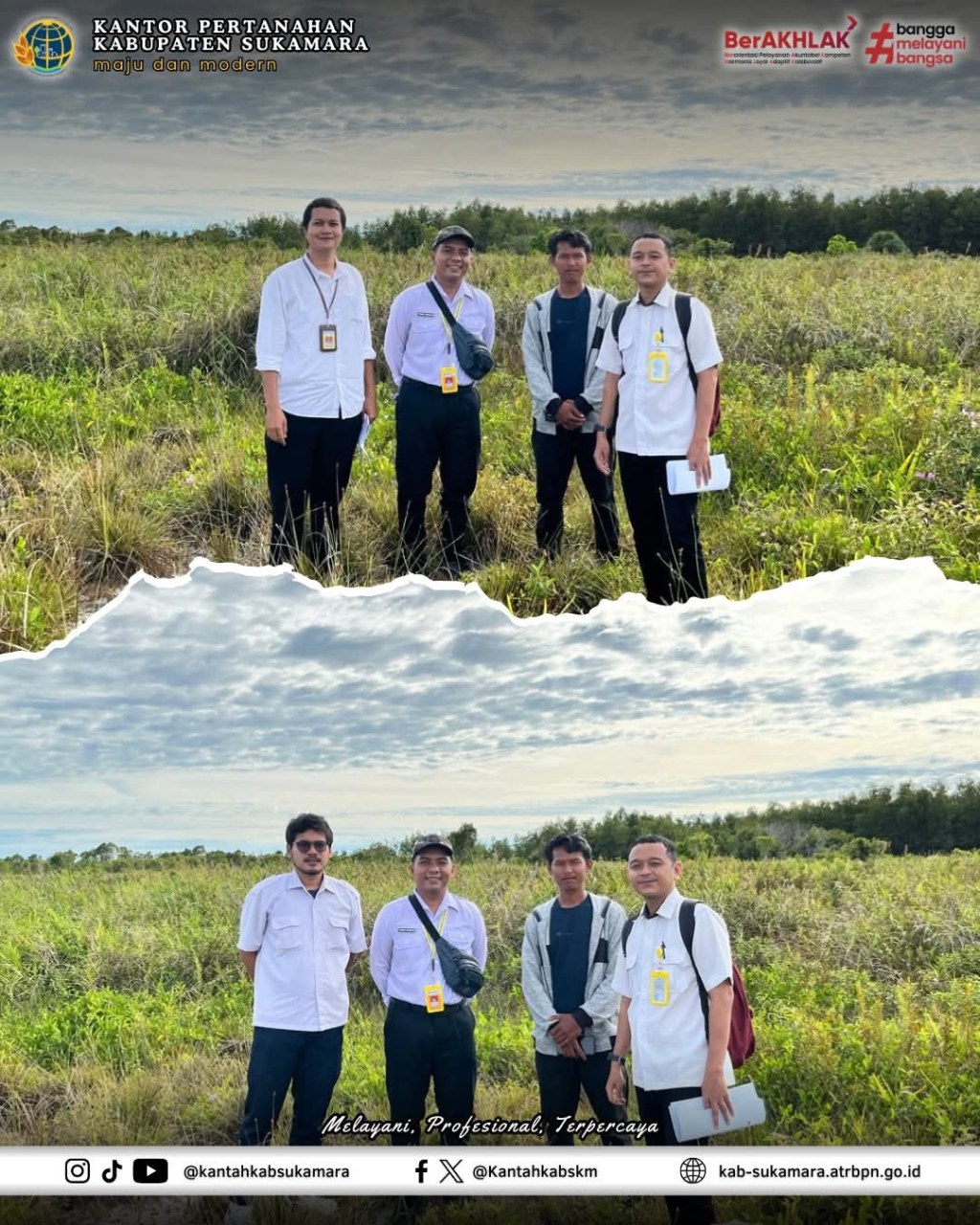 Tim Panitia A Kantah Sukamara Gelar Pemeriksaan Tanah Dalam Rangka Permohonan SK Pemberian Hak Milik Perorangan berlokasi di Desa Sungai Damar, Kec. Pantai Lunci.