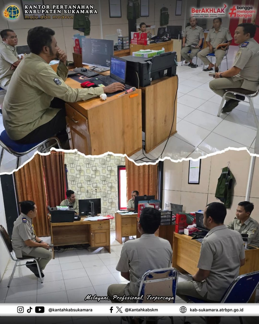 Penguatan Implementasi Surat Edaran No. 1/SE-UK.01.01/I/2026 Melalui Rapat Internal oleh Seksi Survei dan Pemetaan Dalam Rangka Percepatan dan Peningkatan Kualitas Layanan