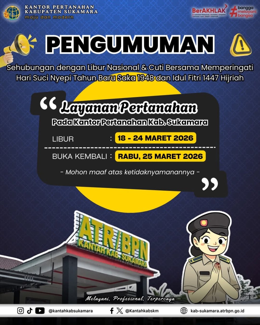 Libur Memperingati Hari Suci Nyepi Tahun Baru Saka 1948 dan Idul Fitri 1447&nbsp;Hijriah