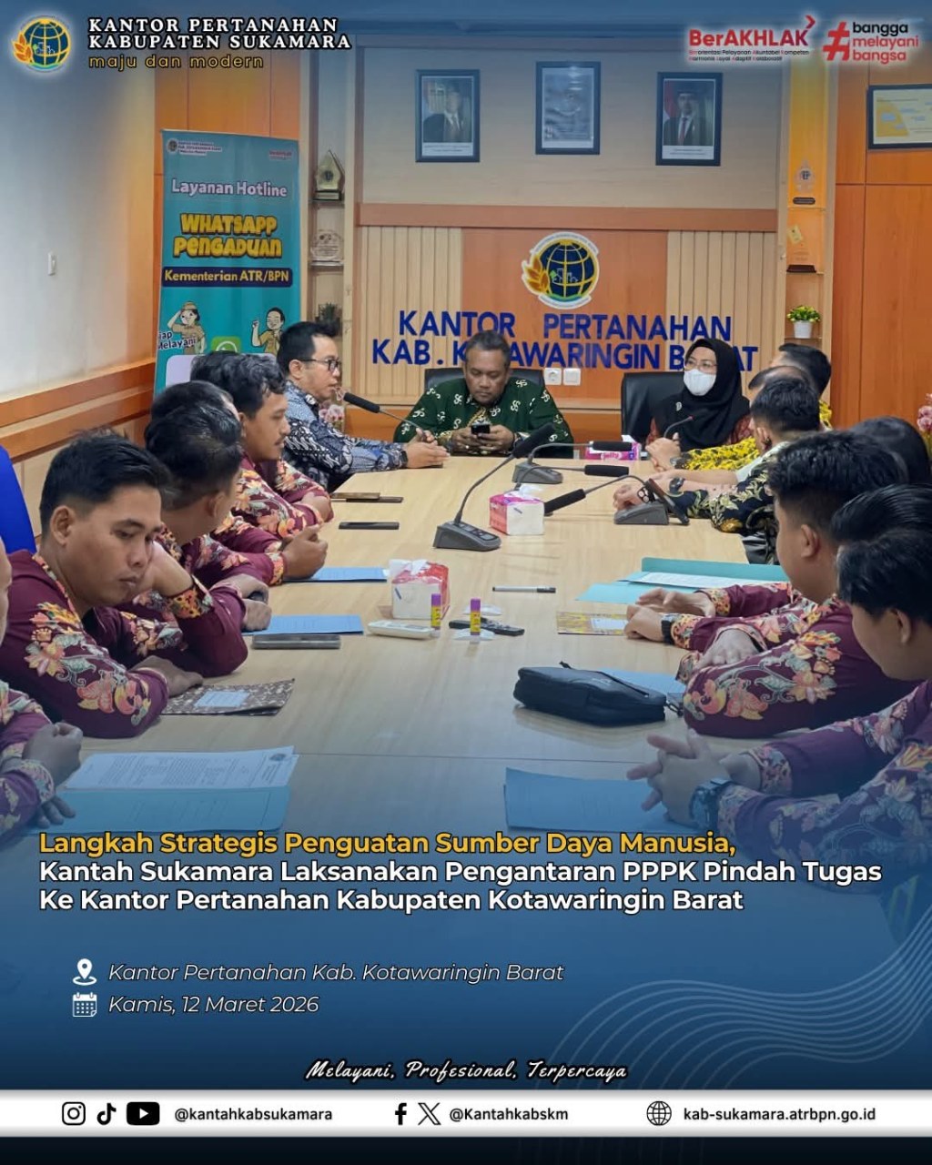 Langkah Strategis Penguatan Sumber Daya Manusia, Kantah Sukamara Laksanakan Pengantaran PPPK Pindah Tugas Ke Kantor Pertanahan Kabupaten Kotawaringin Barat