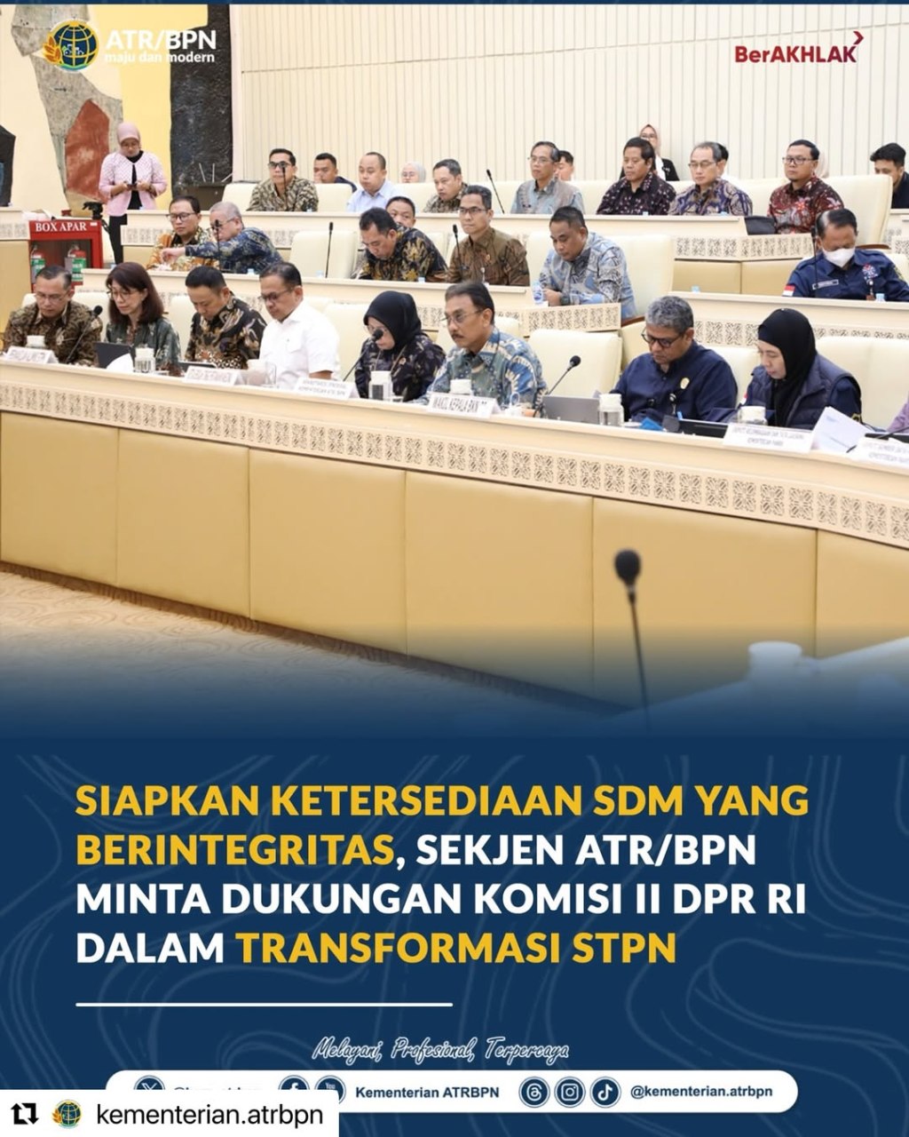 Sekjen ATR/BPN Minta Dukungan Komisi II DPR RI Dalam Transformasi&nbsp;STPN