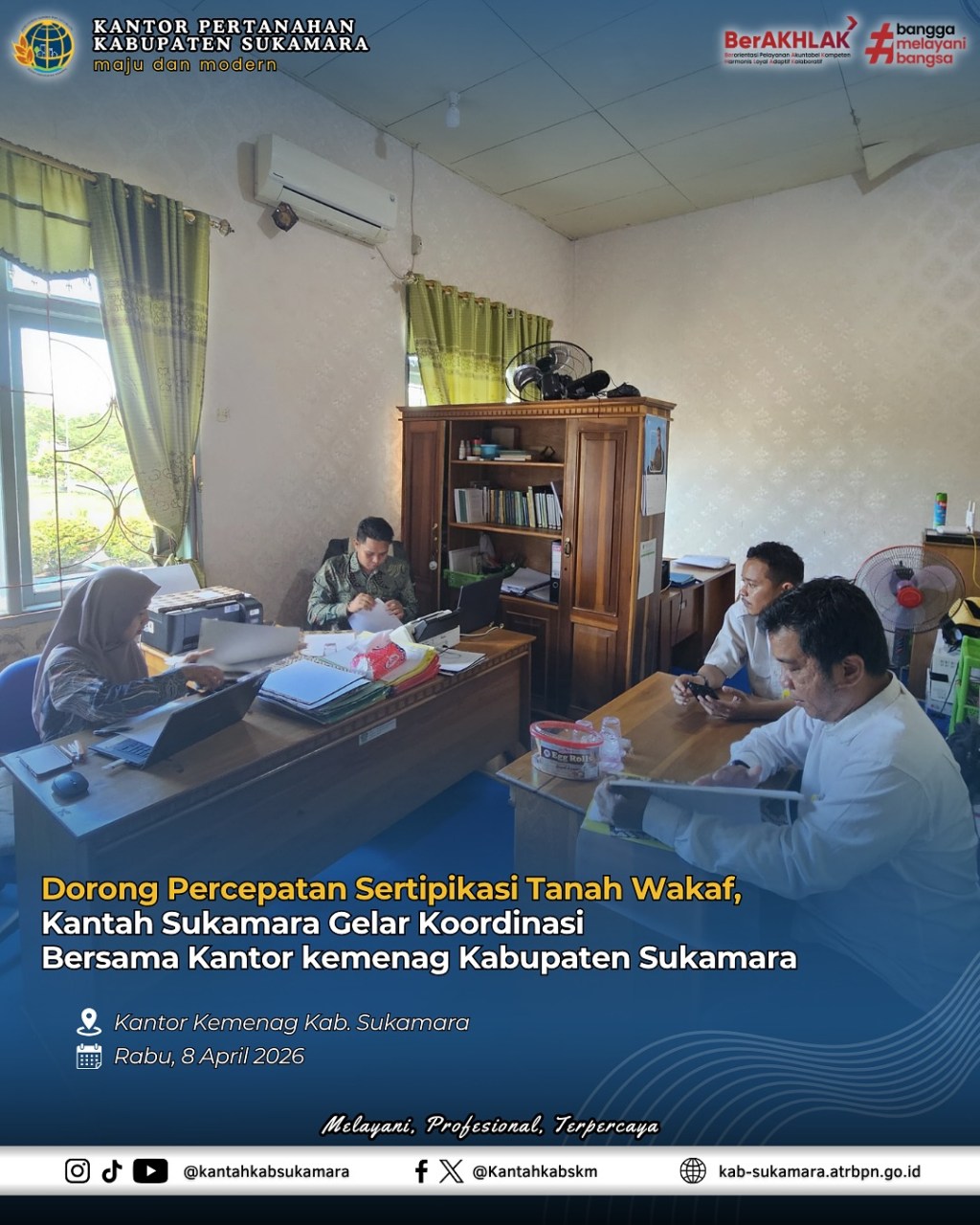 Dorong Percepatan Sertipikasi Tanah Wakaf, Kantah Sukamara Gelar Koordinasi Bersama Kantor Kementerian Agama Kab.&nbsp;Sukamara
