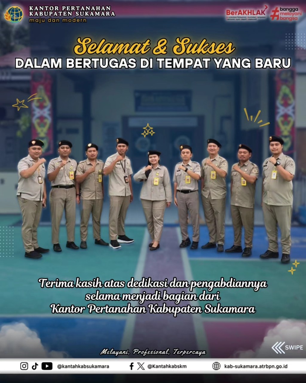 Selamat dan Sukses Dalam Bertugas di Tempat yang Baru kepada PPPK Kantah&nbsp;Sukamara