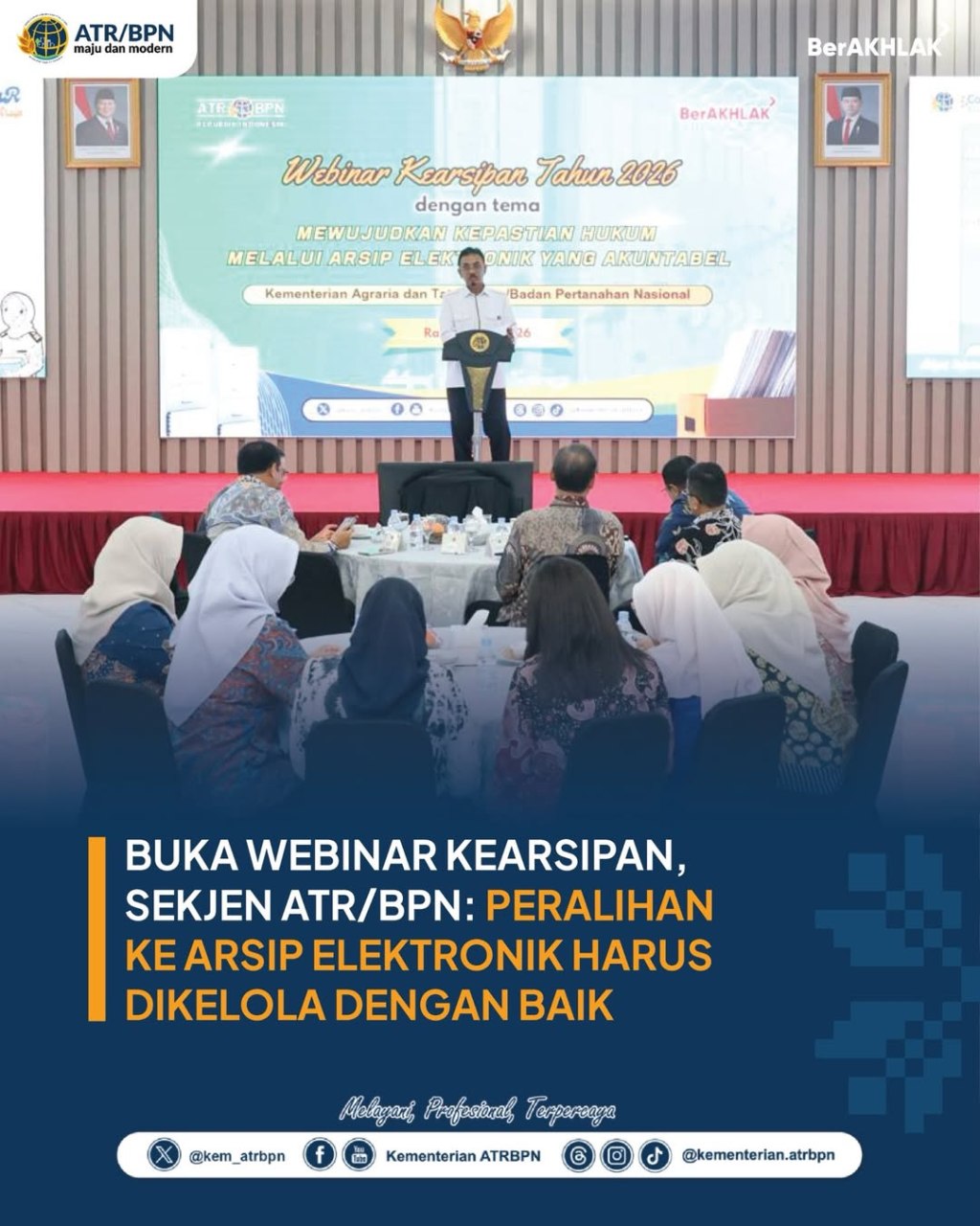 Sekjen ATR/BPN Buka Webinar&nbsp;Kearsipan