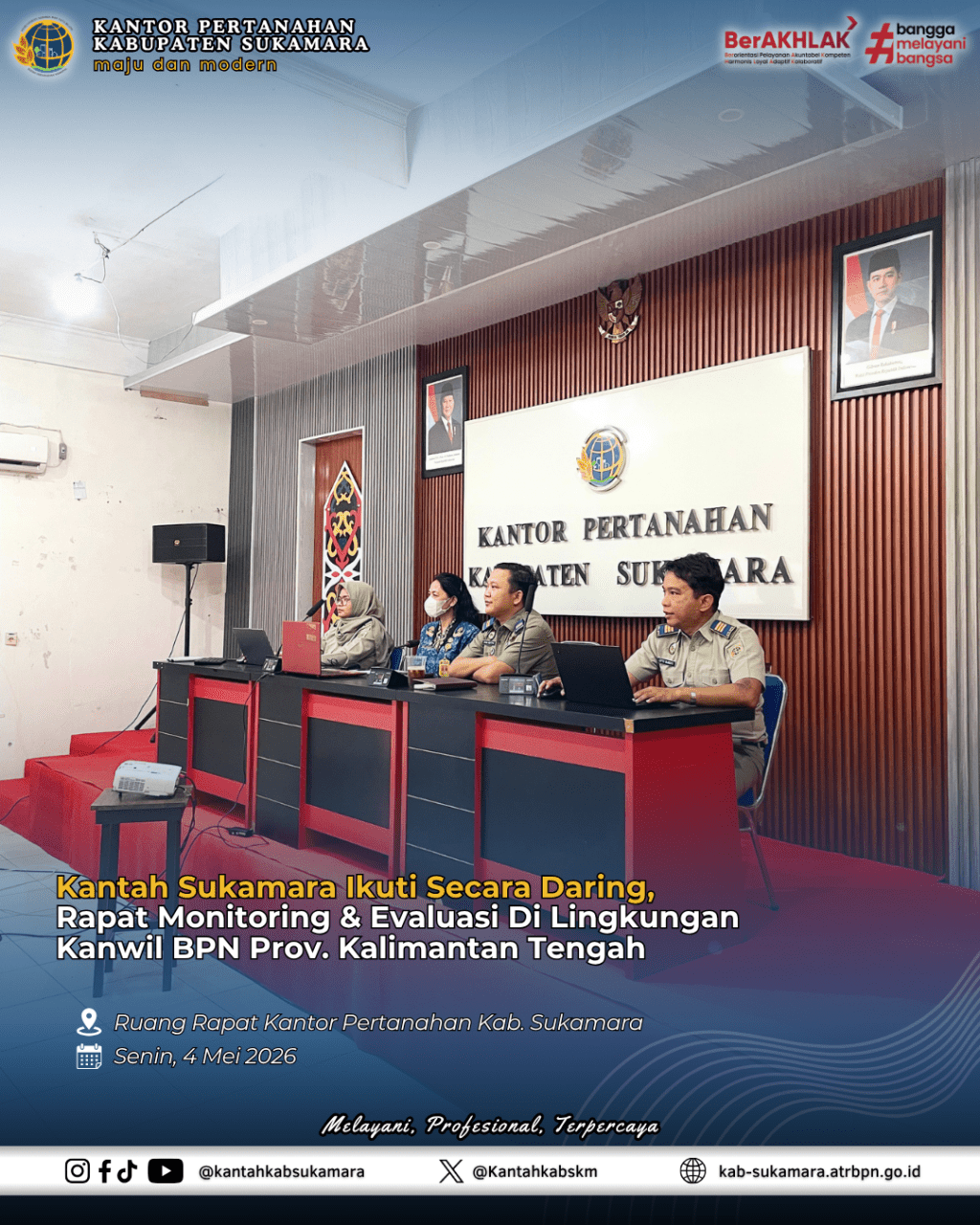Kantah Sukamara Ikutin Monev&Evaluasi Di Lingkungan Kanwil BPN Prov.&nbsp;Kalteng