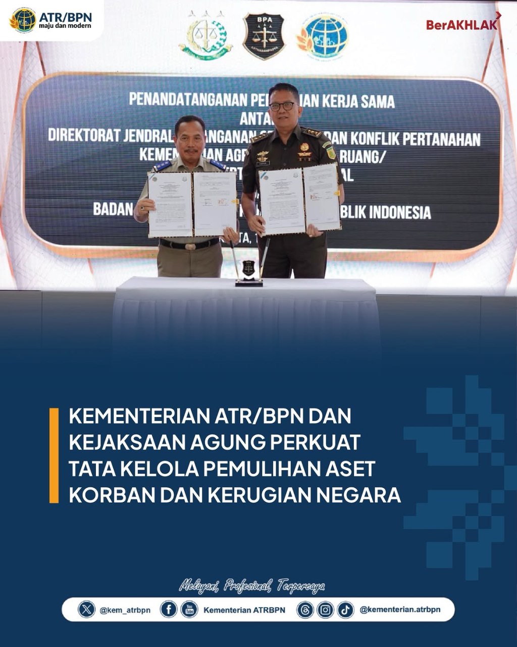 Kementerian ATR/BPN dan Kejaksaan Agung Perkuat Tata Kelola Pemulihan Aset Korban dan Kerugian&nbsp;Negara