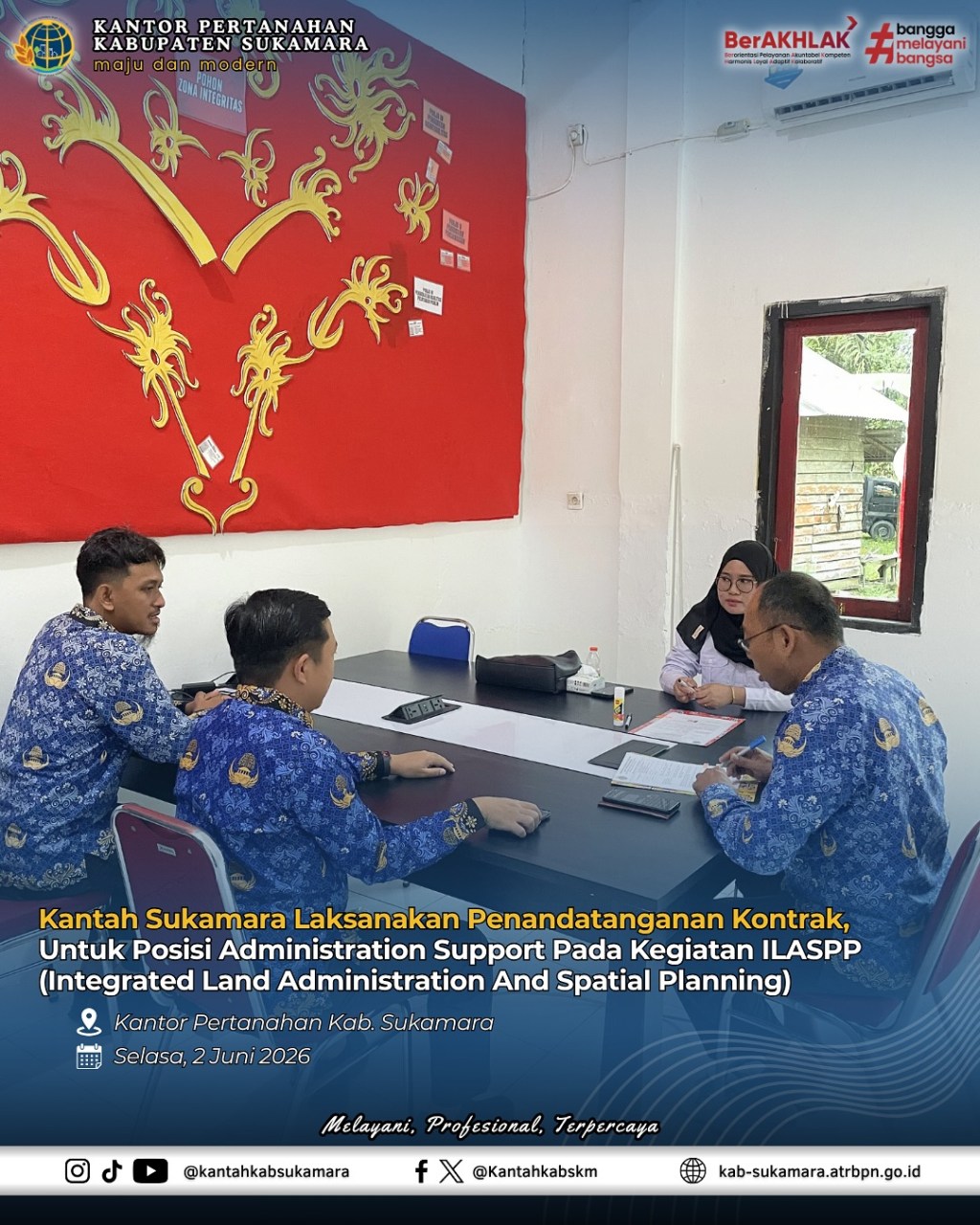 Kantah Sukamara Laksanakan Penandatanganan&nbsp;Kontrak