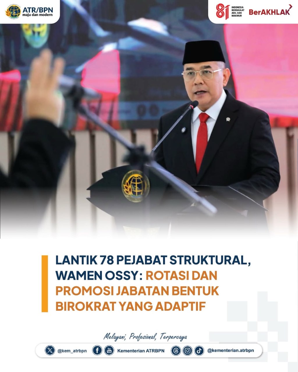 Wamen ATR/BPN Lantik 78 Pejawabat&nbsp;Struktual