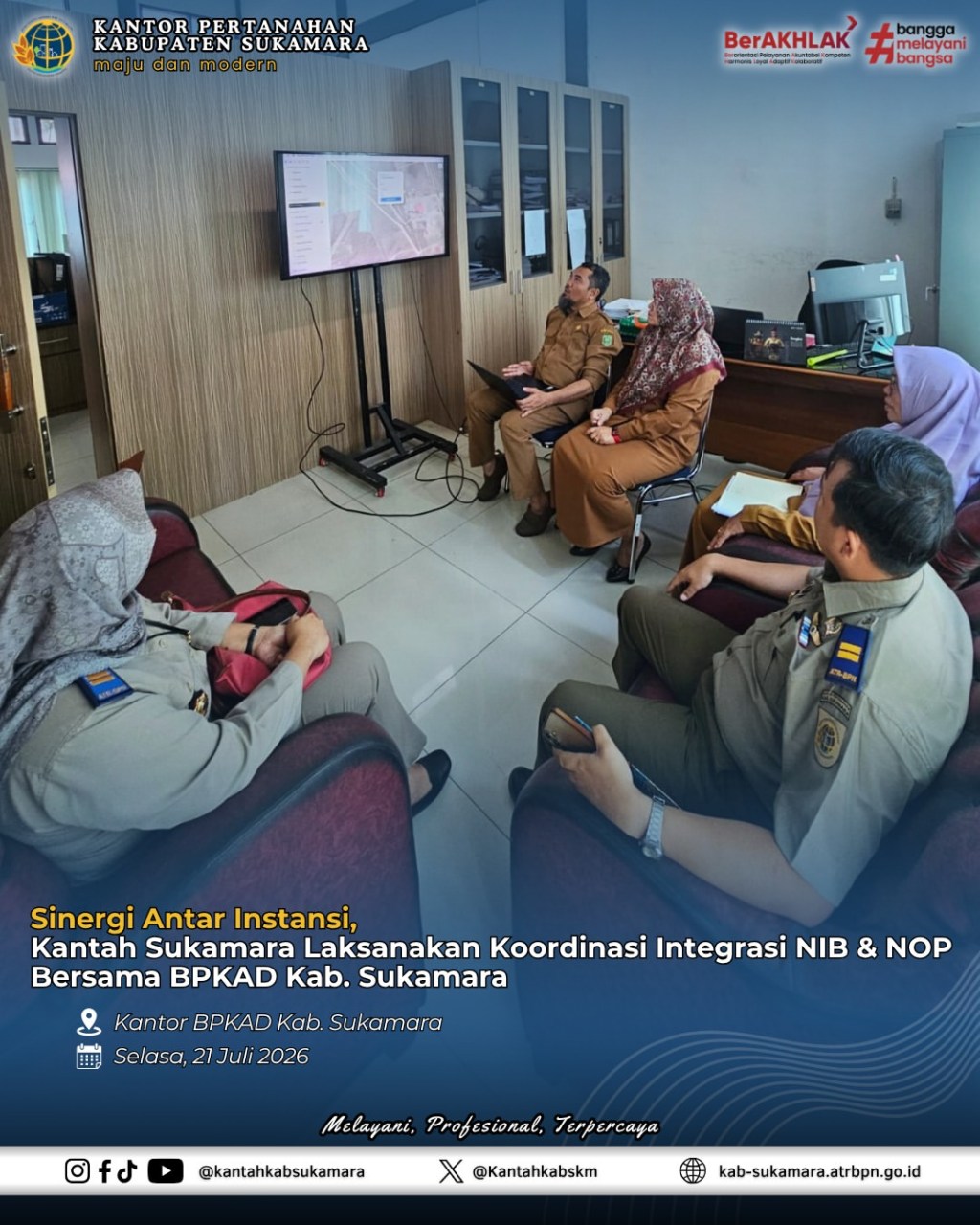 Kantah Sukamara Laksanakan Koordinasi Integrasi NIB & NOP Bersama BPKAD Kab.&nbsp;Sukamara