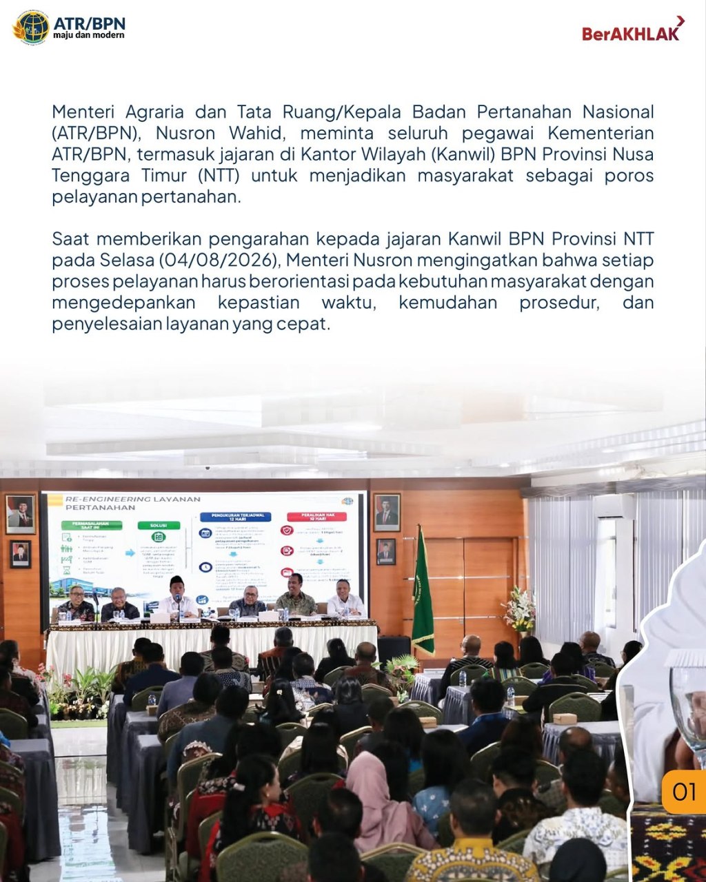 Menteri ATR/BPN Beri Penghargaan Soal Layanan Di Kanwil BPN Prov&nbsp;NTT