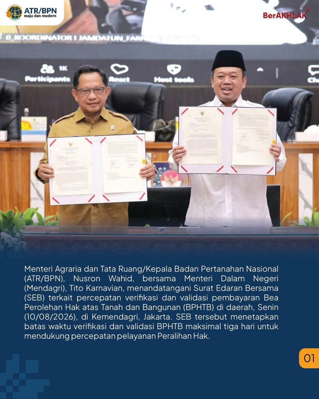 Menteri ATR/BPN dan Mendagri Teken Surat Edaran&nbsp;Bersama