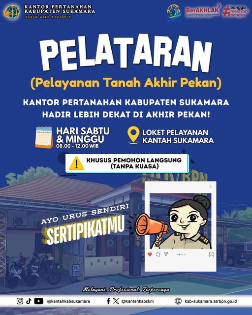 Pelayanan Tanah Akhir Pekan Kantah&nbsp;Sukamara